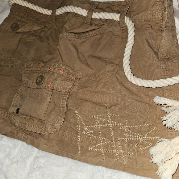 NWT! Y2k Mini Skirt Cargo Old Navy Ultra Low Waist Khaki Rope Belt 2000s NEW - Picture 12 of 16